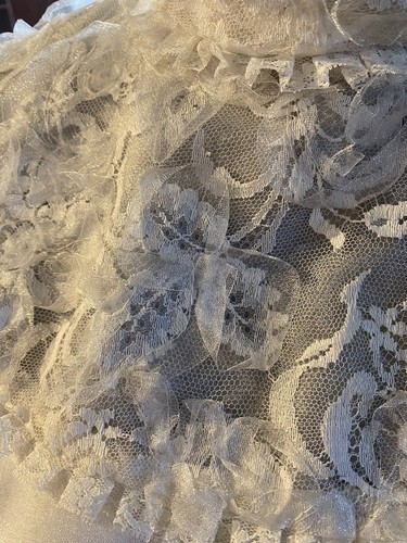 Vintage 1970er Edwardian Prairie hochgeschlossen Langarm elfenbein creme Brautkleid - Bild 13 von 22