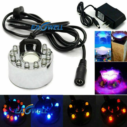 12 LED Ultrasonic Mist Maker Light Water Fountain Pond Fogger w/ Power Adapter - Imagen 15 de 21