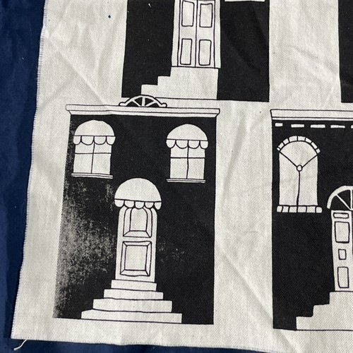Vintage Screen Print Black Houses Townhouse Cut For 18” Square Pillow Marushka ? - Picture 5 of 7