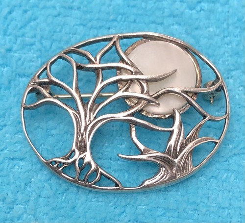Broche Luna Invierno Jez Jezlaine Plata Esterlina Vintage Firmado - Imagen 1 de 10