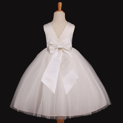 Ivory Wedding Pageant Tulle Gown Flower Girl Dress 12M 18M 2 3/4 5/6 7/8 9/10 12 - Picture 13 of 31