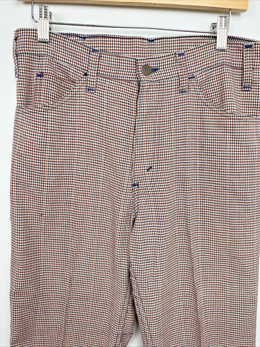 Vintage 60s LEVIS Black Label Big E Sta-Prest Pants USA Herringbone Maroon Blue - Picture 2 of 16