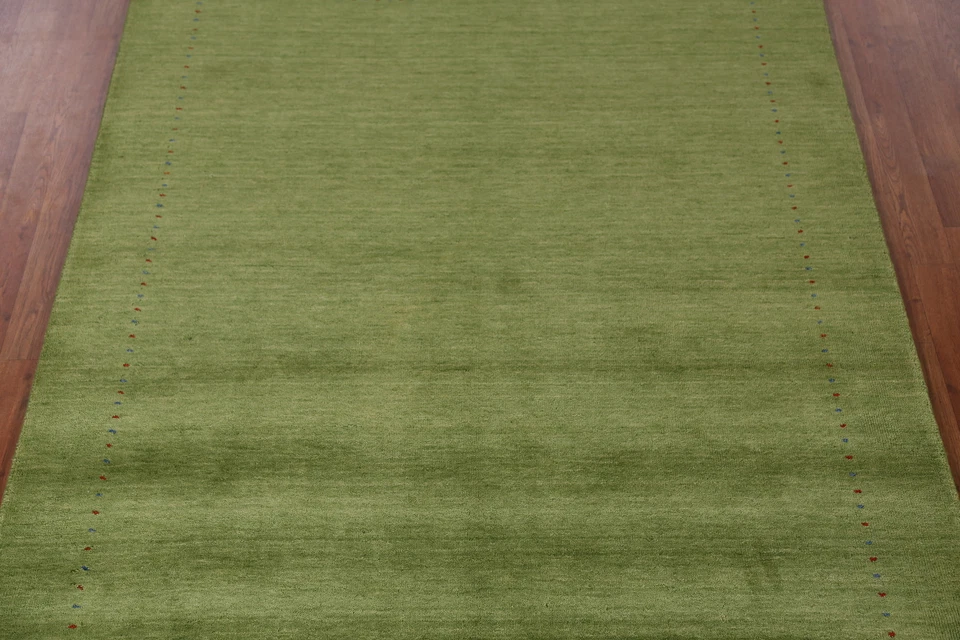 Alfombra Gabbeh tradicional verde alfombra de lana anudada a mano 5x8 pies Foto 4 de 4