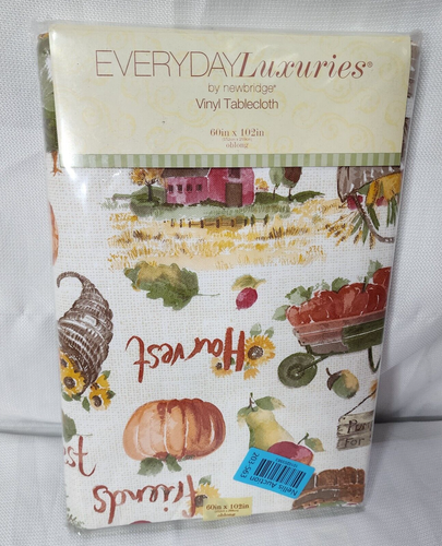 Newbridge Country Pumpkin Farm Autumn & Thanksgiving Vinyl Tablecloth,60” x 102” - Picture 1 of 6