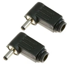 2x 1.3mm x 3.5mm Male Plug Right Angle L Jack DC Power Tip Connector