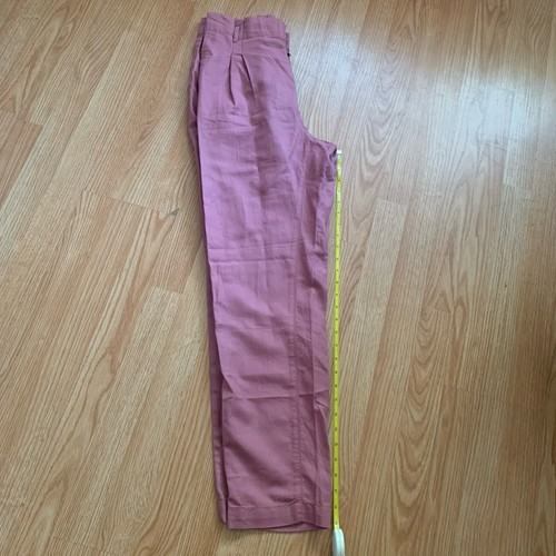 Ann Taylor Linen Pants Size MT Pink Straight Leg Paperbag Waist Pleated - Picture 6 of 11