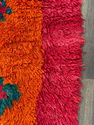 Moroccan Handmade Vintage Rug 3'x5'4 Ft Berber Abstract Red Orange Wool Carpet - Picture 5 of 13