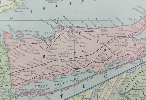 Vintage 1899 LONG ISLAND NEW YORK Map 14"x11" ~ Old Antique Original JAMAICA BAY - Picture 4 of 8