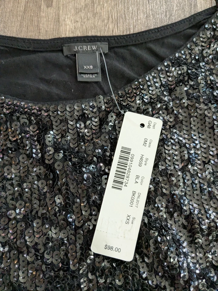 Новый с Ярлыками J экипажа блестки Cami Майка женщин XXS черный с ремешками блестящий блестящий Camisole - Изображение 3 из 4