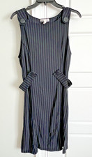 Stephen And Casey Womens Dress Size M Black with Green Line Big Button Shoulder