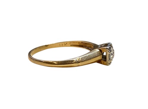 Anillo solitario vintage de diamantes genuinos de oro amarillo macizo de 14k 1,39 gramos tamaño 6,5 - Imagen 4 de 10