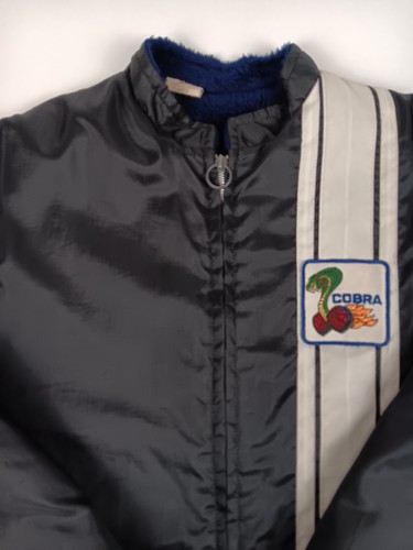 Vintage Ford Mustang Cobra Racing Jacket Size Large Black Blue Fur Lined - Picture 4 of 20
