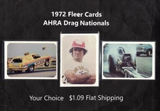 1972 Fleer AHRA Drag Nationals Cards    YOUR CHOICE    $1.09 Flat Shipping