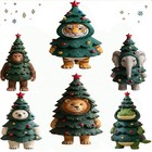 Resin Christmas Animal Figurine Tree for Desk For Office Home Holiday Decor