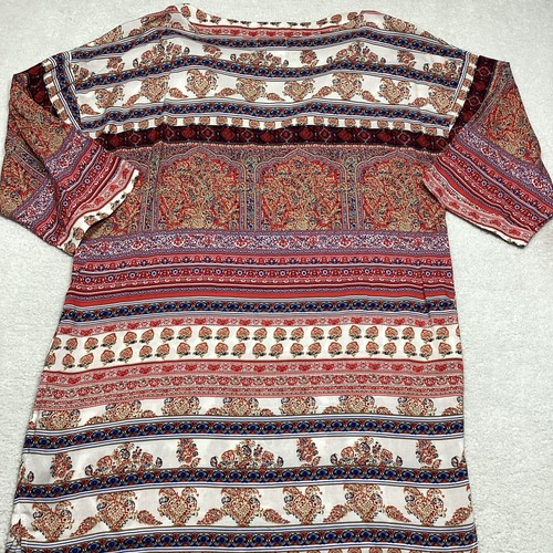 Bamboo Blonde Hippy Geometric Print Pullover Dress /Tunic 100% Rayon Size 10 - Picture 9 of 12