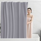 Grey PEVA Shower Curtain Waterproof Mould Proof Bathroom Curtains with Hooks