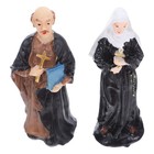 2 Pcs Resin Religious Priest Nun Statues Christian Desktop Miniature Figurines
