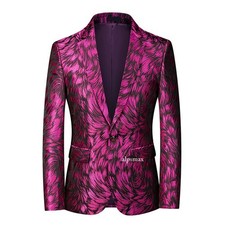Men Dress Jacket Suit Casual Blazer Jacquard Party Stage Showman Costume Coat