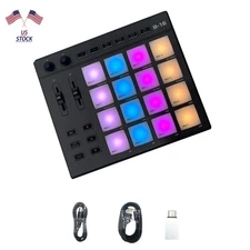 USB MIDI Controller Beat Maker 16 Beat Pads 2 Fader Knobs Drum Machine