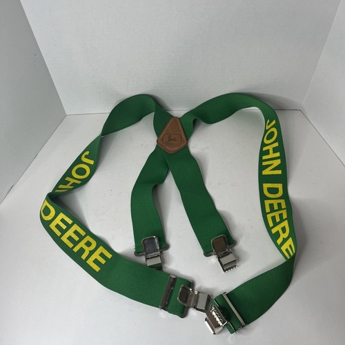 Vintage John Deere Tractors Suspenders Men's Adjustable Spell Out Leather Patch