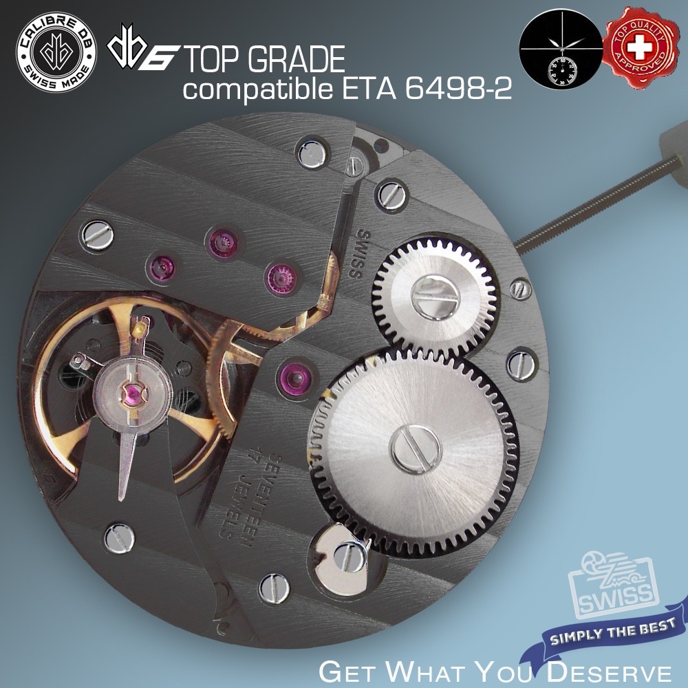 MOVEMENT CALIBRE DB6 CDG BLACK- compatible ETA 6498-2 TOP GRADE ,  SWISS MADE