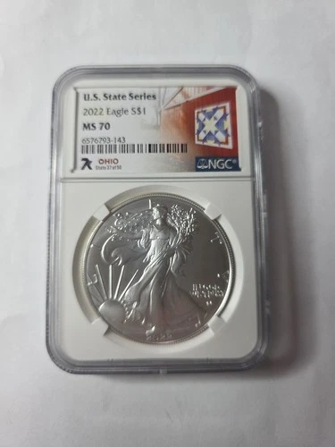 2022 7K Metals U.S. State Series American Silver Eagle NGC MS70 - Ohio