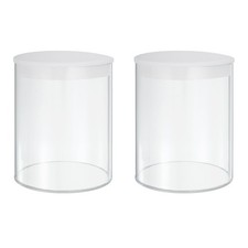 Clear Plastic Storage Tubes, 3 9/16" x 4"(90x100mm) with Black Lid, 2 Set