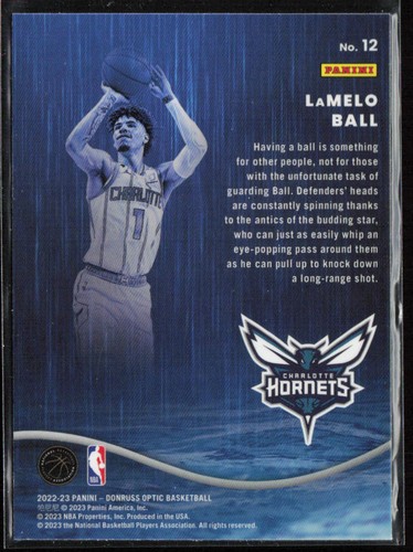 2022-23 Donruss Optic #12 LaMelo Ball Raining 3s - Picture 2 of 2