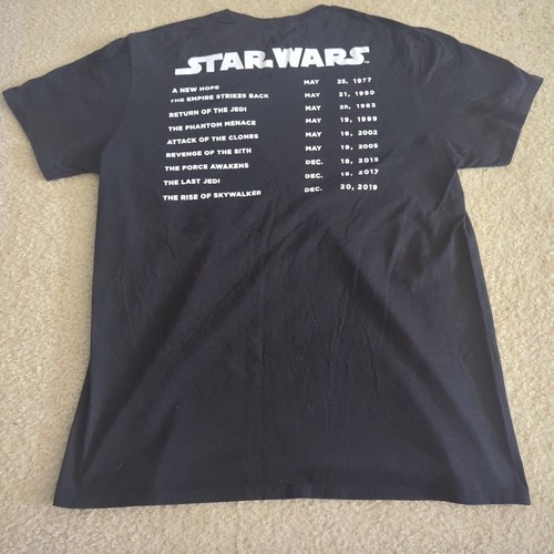 Star Wars The Rise Of Skywalker Men's Large Black T-Shirt - All Movie Dates Back - Picture 6 of 6