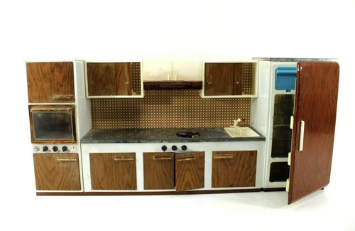 70s MARTIN FUCHS VINTAGE METAL PLAY KITCHEN REFRIGERATOR OVEN SINK BARBIE SIZE