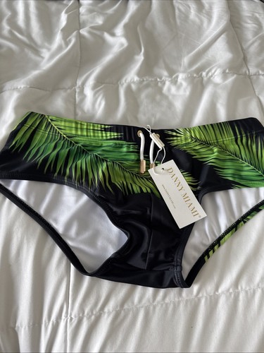 Danny Miami VOITOI Palms Drawstring Men’s Swimwear Brief Medium Black Green - Picture 4 of 5