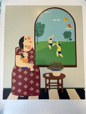 JOHN LIM "Kites Flying " Serigraph Pencil Signed Print     READ  Description.
