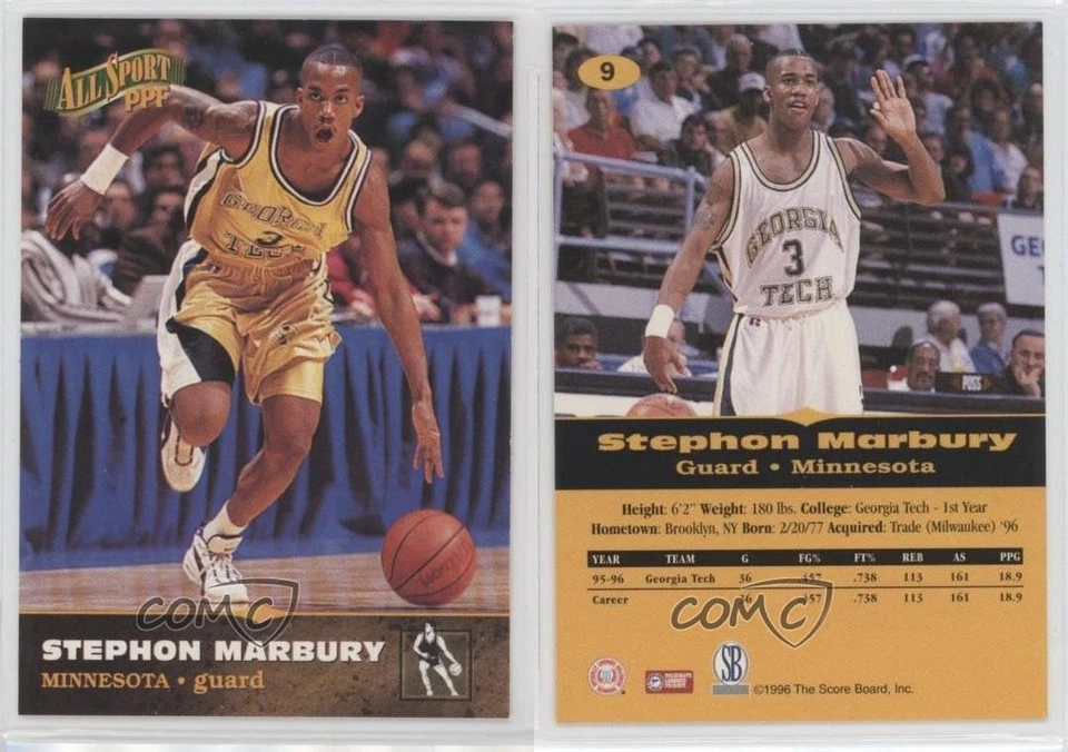 1996 Score Board All Sport PPF Stephon Marbury #9 Rookie RC - Image 3 of 3