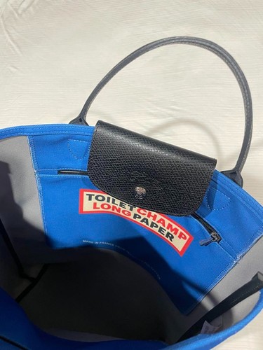 Longchamp Kulturpapier Collaboration Top Henkeltasche M gebraucht guter Zustand - Bild 2 von 4
