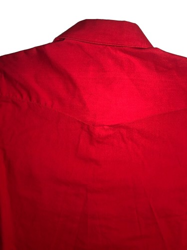 Vtg Western Wrangler Mens Red Cowboy Cut X-Long Tails Shirt USA M-L Pearl Snaps - Picture 14 of 16