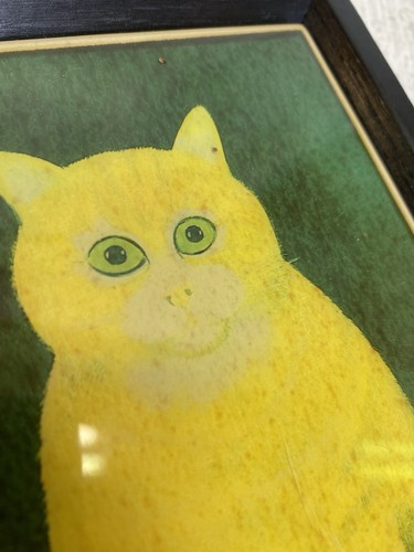Vintage Kimberly Enterprises Framed Ceramic Tile Cat Portrait Primitive 7” X 6” - Picture 7 of 10