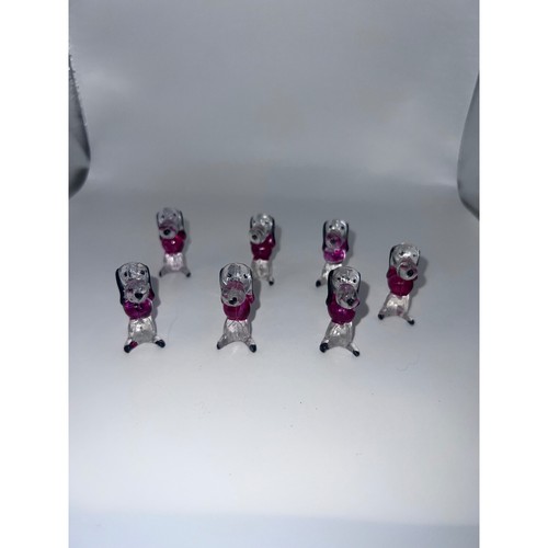 Vintage Plexiglas Kunststoff Miniatur klar lila Hund Snoopy Figuren Menge 7 MCM - Bild 1 von 7