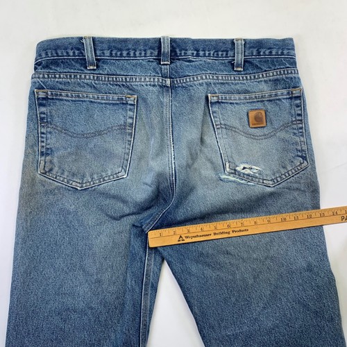 Carhartt Jeans Mens 36x34 Blue Denim Pants Workwear Distressed Grunge - Picture 16 of 18