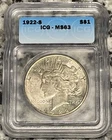 1922-S $1 PEACE SILVER DOLLAR IGC MS63