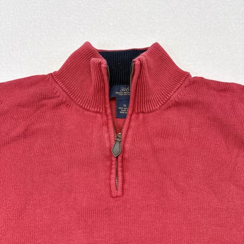 Brooks Brothers Sweater Mens XL Red Cotton 1/4 Zip Long Sleeve Pullover Casual - Picture 3 of 8
