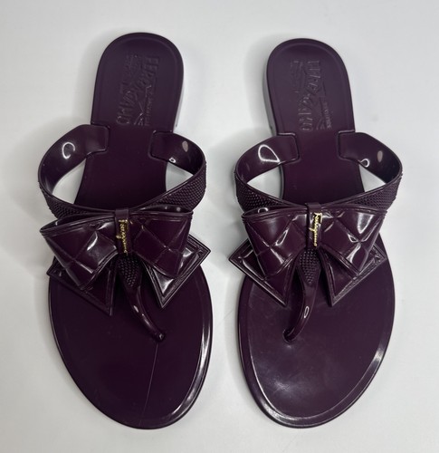 SALVATORE FERRAGAMO Bali Jelly Flip-Flops Thong Sandals SZ 6 Purple