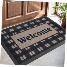 Front Door Mat Outside Entrance, Welcome Entryway Doormat Dirt Trapper, Heavy