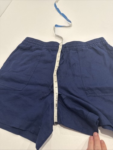 Pantaloncini Lands End High Rise pull on in lino 10-12 Medium Petite MP blu navy - Foto 5 di 9