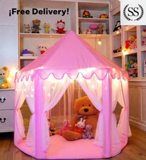 Large Pink Princess Castle Play Tent for Girls 55"x53" Kids Indoor Outdoor Toy