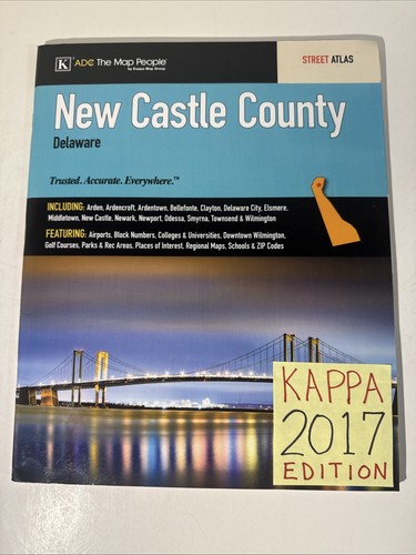 New Castle County Delaware Street Atlas 2017 Kappa ADC Guide Wilmington DE Map - Imagen 1 de 16