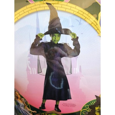 Disguise Wicked Elphaba Child Costume Dress Cape Hat S/P 4-6X Dress Up Witch NEW