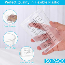 50 Pack Measuring Cups and Paint Mixing 20 Oz Disposable Plastic Wooden Sticks
