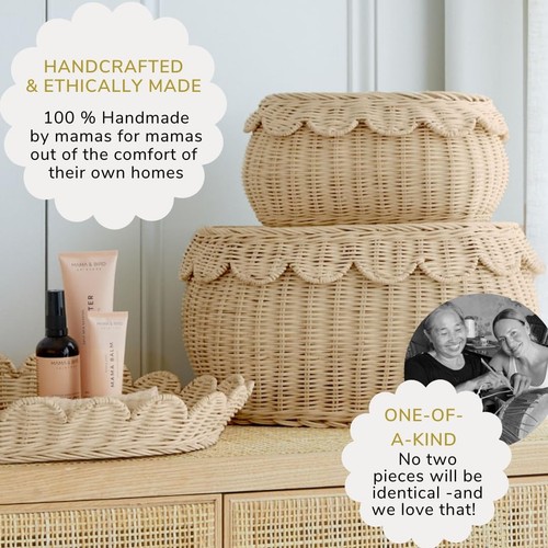 Large Scalloped Basket Set Of 3 - Hand-Woven & Award-Winning Scallop Basket -... - Picture 7 of 9