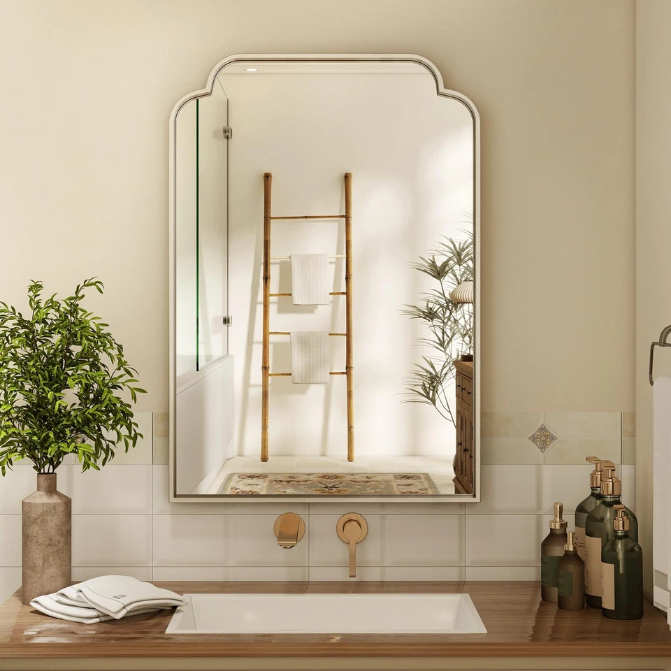 20" x 30" Silver Arch Bathroom Mirror, Wall Mounted Vanity Mirror with Metal ... - Image 4 of 4