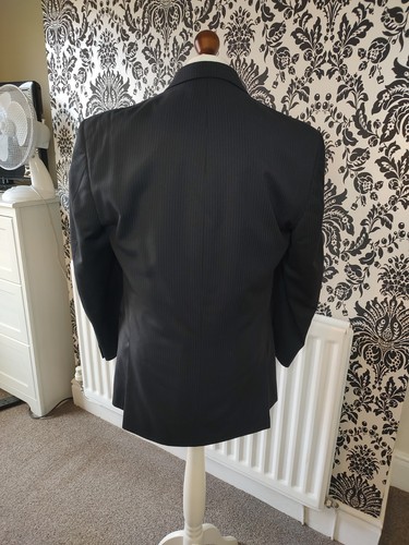 Michael Kors Madison Shop Mens Black & Blue Pinstripe Wool Jacket Chest 40R Vgc - Picture 5 of 13